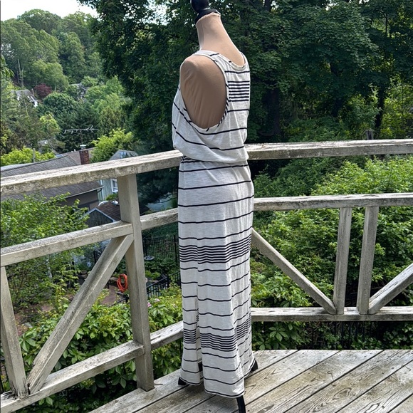 LOFT Beach Cream and Blue Sleeveless Maxi Sundress Size L - Picture 5 of 11